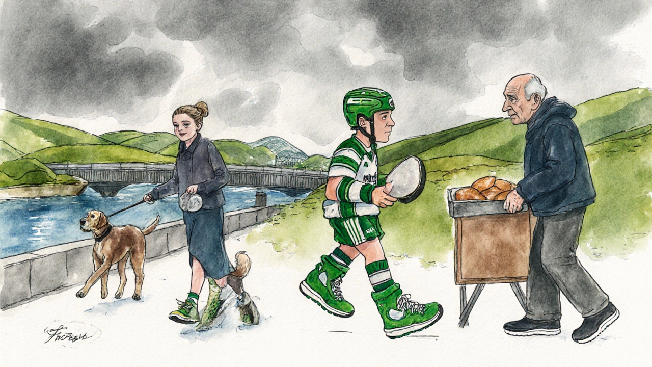 Diverse Irish people wearing the same trainers in different daily settings across the country.