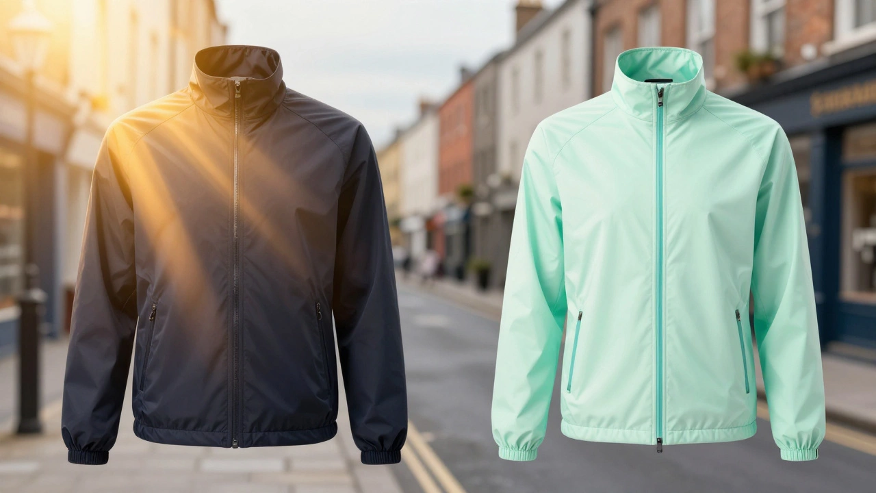 Conceptual art showing light vs dark jacket heat reflection