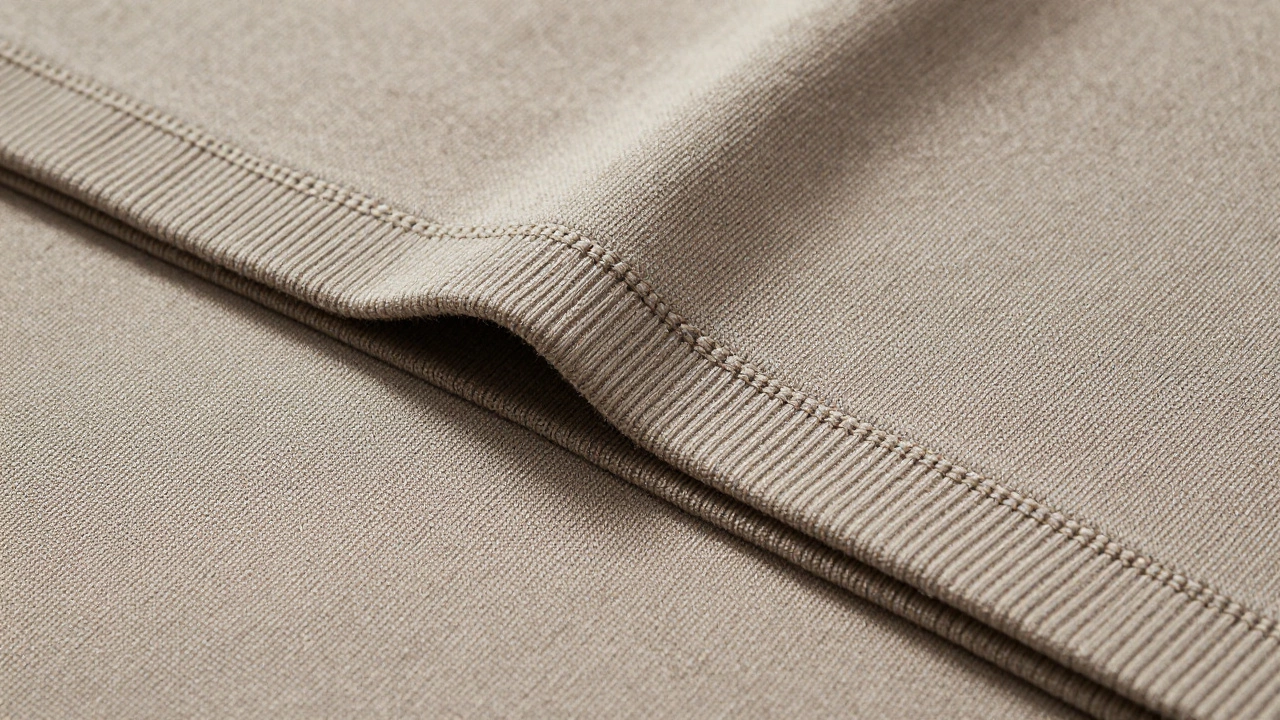 Close up of reinforced t-shirt collar stitching