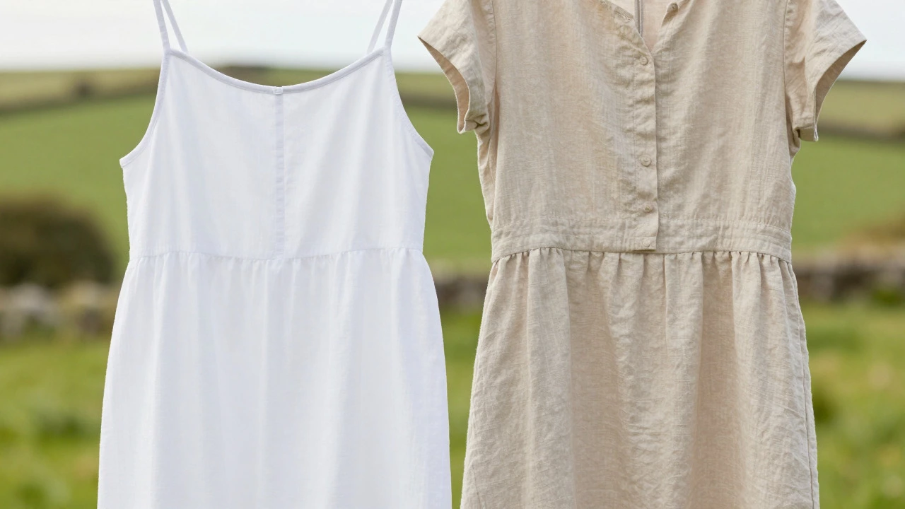 Close-up comparison of sheer sundress fabric versus sturdy summer dress material.