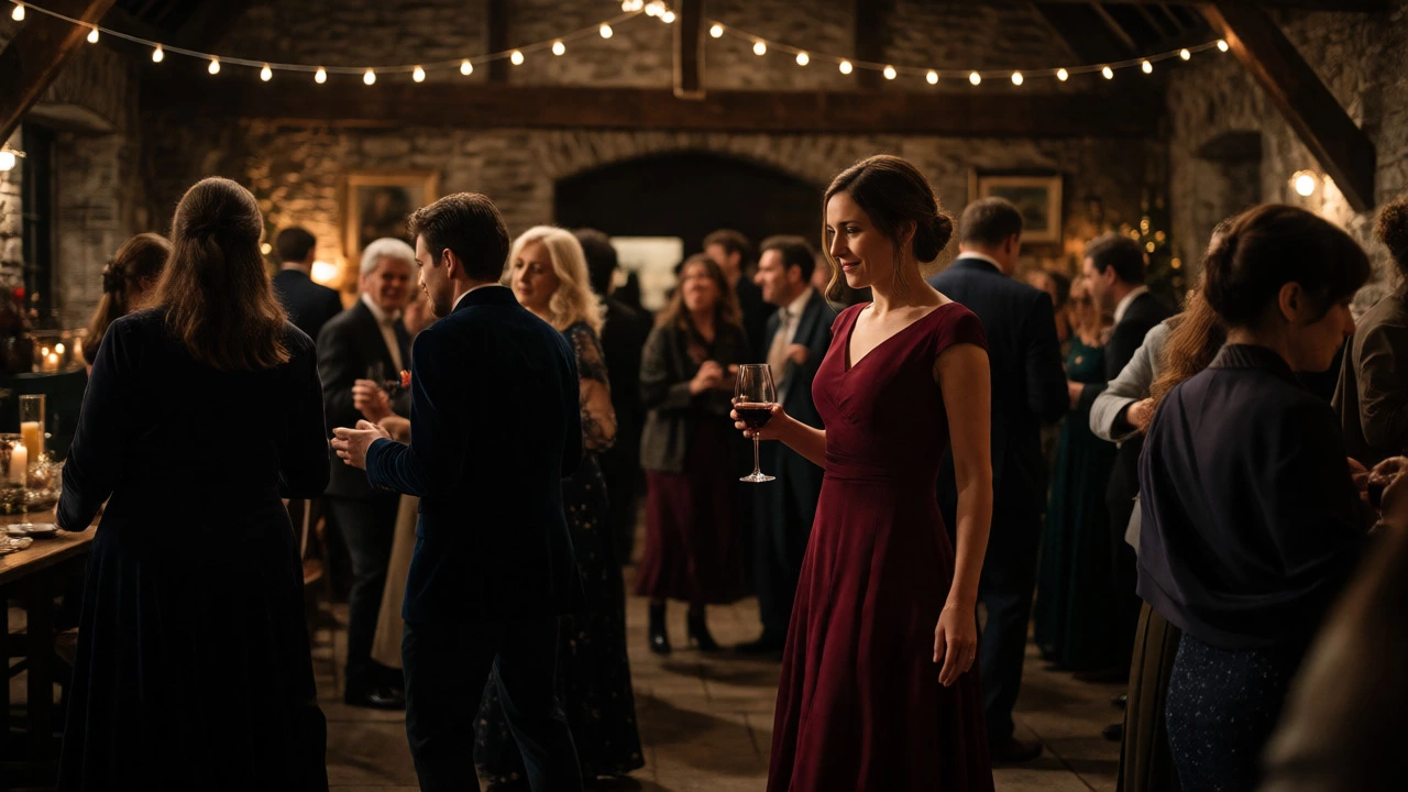 Guests dancing at a rustic Irish castle wedding reception